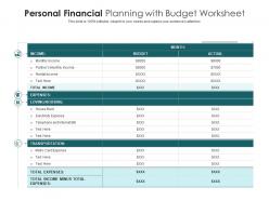 Personal financial planning with budget worksheet