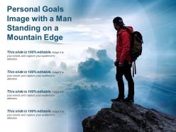 Personal goals image with a man standing on a mountain edge