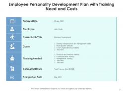 Personality development training estimated costs leadership objective success measure
