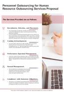 Personnel Outsourcing For Human Resource Outsourcing Services One Pager Sample Example Document