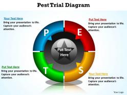 pest trial with split pie chart and arrows pointing inwards diagram powerpoint diagram templates graphics 712