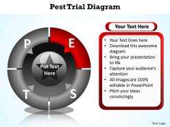 Pest trial with split pie chart and arrows pointing inwards diagram powerpoint diagram templates graphics 712