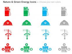 Petrol pump safety cap fan energy home ppt icons graphics
