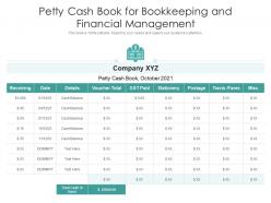 Petty cash book for bookkeeping and financial management