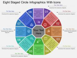Pg eight staged circle infographics with icons flat powerpoint design