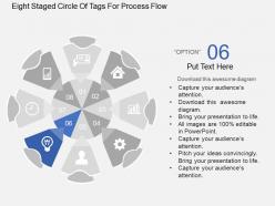 Ph eight staged circle of tags for process flow flat powerpoint design