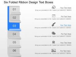 Ph six folded ribbon design text boxes powerpoint template