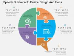 Ph speech bubble with puzzle design and icons flat powerpoint design