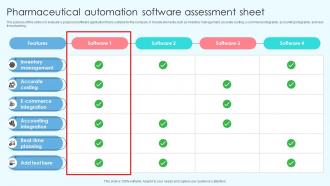 Pharmaceutical Automation Software Assessment Sheet