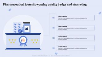 Pharmaceutical Icon Showcasing Quality Badge And Star Rating