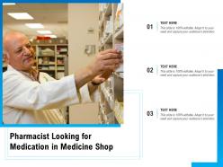 Pharmacist looking for medication in medicine shop