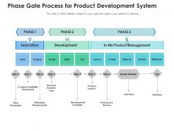 Phase gate process for product development system