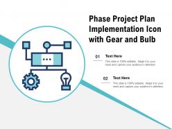 Phase project plan implementation icon with gear and bulb
