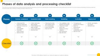 Phases Of Data Analysis And Processing Checklist
