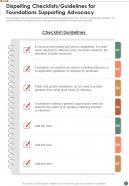 Philanthropy Dispelling Checklists Guidelines For Foundations Supporting One Pager Sample Example Document