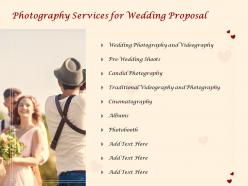 Photography services for wedding proposal ppt powerpoint presentation file show