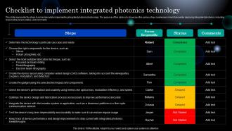Photonics Checklist To Implement Integrated Photonics Technology