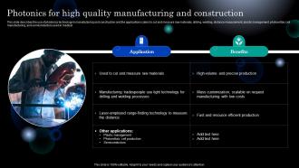 Photonics For High Quality Manufacturing And Construction Ppt Microsoft