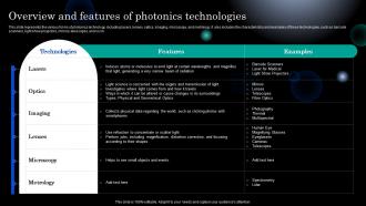 Photonics Overview And Features Of Photonics Technologies Ppt Inspiration