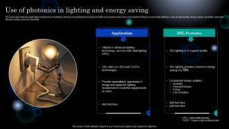 Photonics Use Of Photonics In Lighting And Energy Saving Ppt Guidelines