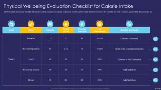 Physical Wellbeing Evaluation Checklist For Workplace Fitness Culture Playbook