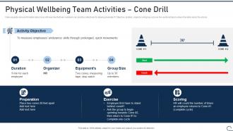 Physical Wellbeing Team Activities Cone Drill Fitness Playbook To Ensure Employee Wellbeing