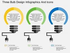 Pi three bulb design infographics and icons flat powerpoint design