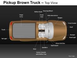 Pickup brown truck top view powerpoint presentation slides db