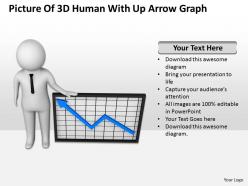 Picture of 3d human with up arrow graph ppt graphics icons powerpoint