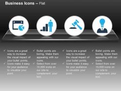 Pie chart business bar graph gavel idea generation ppt icons graphics