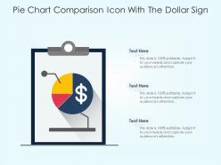 Pie chart comparison icon with the dollar sign