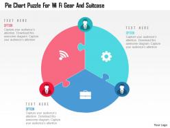 Pie chart puzzle for wi fi gear and suitcase flat powerpoint design
