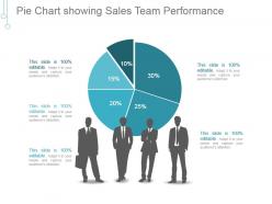 Pie chart showing sales team performance ppt examples slides