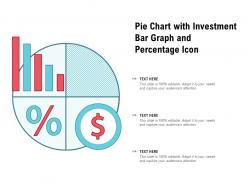 Pie chart with investment bar graph and percentage icon