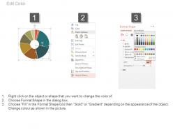 Pie chart with percentage analysis and icons powerpoint slides