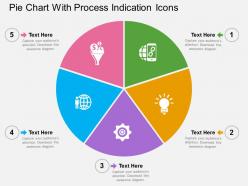 Pie chart with process indication icons flat powerpoint design