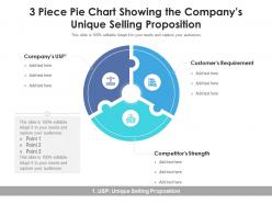 Piece pie chart showing the companys unique selling proposition