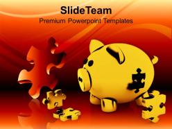 Pigg Bank And Puzzles Economic Business Powerpoint Templates Ppt Themes And Graphics 0113