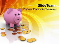 Piggy bank and dollar coins savings powerpoint templates ppt themes and graphics 0213