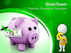 Piggy bank and dollars symbol success powerpoint templates ppt themes and graphics 0213
