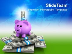 Piggy bank and notes investment powerpoint templates ppt themes and graphics 0213