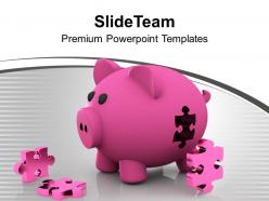 Piggy bank and puzzle solution business powerpoint templates ppt themes and graphics 0113