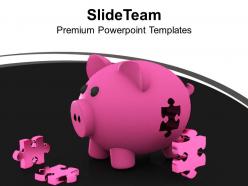 Piggy bank and puzzles saving concept powerpoint templates ppt themes and graphics 0213