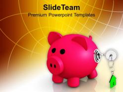 Piggy bank closed with lock security powerpoint templates ppt themes and graphics 0213
