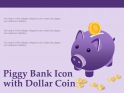 Piggy bank icon with dollar coin