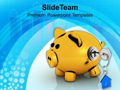 Piggy bank lock and key real estate powerpoint templates ppt themes and graphics 0213
