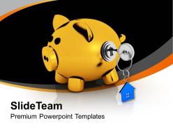 Piggy bank locked with real estate key powerpoint templates ppt themes and graphics 0213