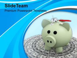 Piggy bank on dollar money savings powerpoint templates ppt themes and graphics