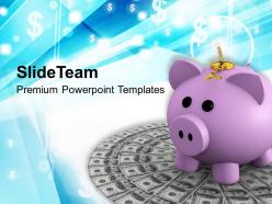 Piggy bank on dollar money security powerpoint templates ppt themes and graphics
