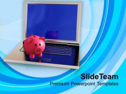 Piggy bank on laptop powerpoint templates ppt themes and graphics 0213